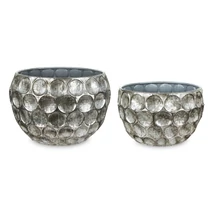 FÉM VIRÁGTARTÓ KASPÓ SZETT EZÜST SZÍNŰ 2 DB-OS