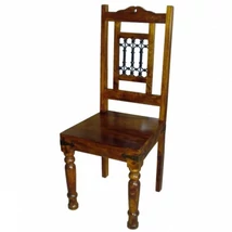 TRADICIONÁLIS INDIAI TÖMÖRFA SZÉK RÓZSAFÁBÓL DÍSZES BETÉTTEL