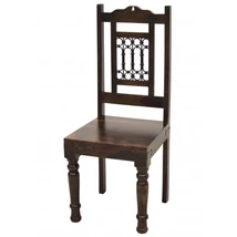 TRADICIONÁLIS INDIAI TÖMÖRFA SZÉK PATINÁS FÉM BETÉTTEL