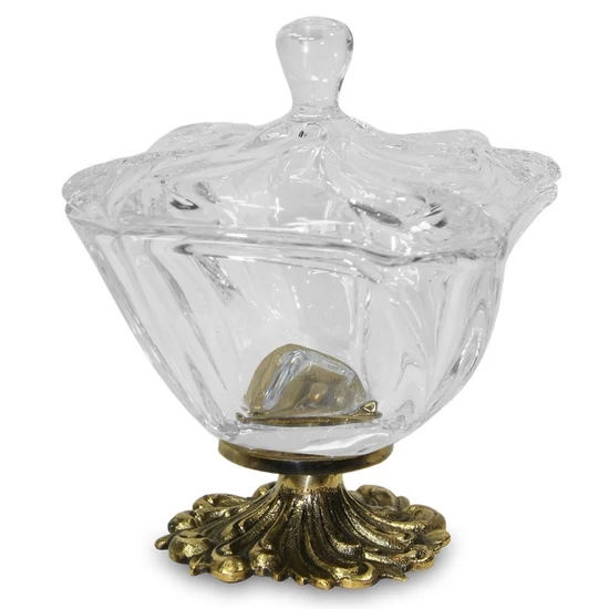 KLASSZIKUS KEHELY FORMÁJÚ KÍNÁLÓ LEVEHETŐ TETŐVEL BOHEMIA KRISTÁLY