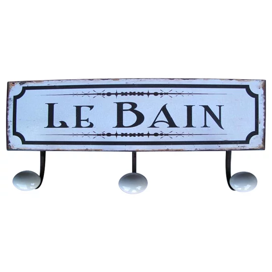 FÉM FALI FOGAS 3 AKASZTÓVAL , LE BAIN FELÍRATTAL