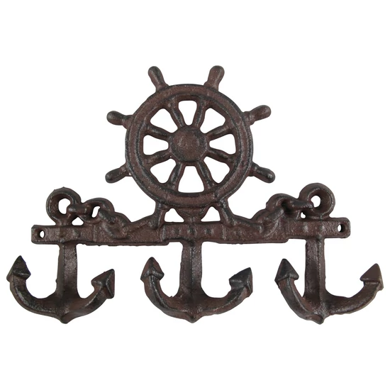 HAJÓ KORMÁNYKERÉK ÖNTÖTTVAS FALI FOGAS