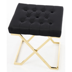 Kép 2/2 - ELEGÁNS ÜLŐKE ARANY LÁBBAL FEKETE BÁRSONY SZÖVETTEL 48 CM