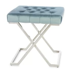 Kép 1/2 - ELEGÁNS ÜLŐKE EZÜST LÁBBAL KÉK BÁRSONY SZÖVETTEL 48 CM
