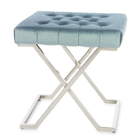 Kép 1/2 - ELEGÁNS ÜLŐKE EZÜST LÁBBAL KÉK BÁRSONY SZÖVETTEL 48 CM