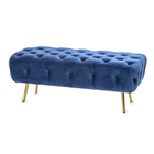 Kép 1/2 - ELEGÁNS KLASSZIKUS PAD ARANY SZÍNŰ LÁBBAL , KÉK BÁRSONY SZÖVETTEL 116 CM
