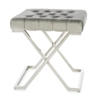 Kép 1/2 - ELEGÁNS ÜLŐKE EZÜST LÁBBAL SZÜRKE BÁRSONY SZÖVETTEL 48 CM