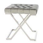 Kép 1/2 - ELEGÁNS ÜLŐKE EZÜST LÁBBAL SZÜRKE BÁRSONY SZÖVETTEL 48 CM