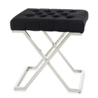 Kép 1/3 - ELEGÁNS ÜLŐKE EZÜST LÁBBAL FEKETE BÁRSONY SZÖVETTEL 48 CM