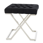 Kép 1/3 - ELEGÁNS ÜLŐKE EZÜST LÁBBAL FEKETE BÁRSONY SZÖVETTEL 48 CM