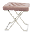 Kép 1/2 - ELEGÁNS ÜLŐKE EZÜST LÁBBAL RÓZSASZÍN BÁRSONY SZÖVETTEL 48 CM