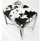 Kép 2/2 - MODERN DESIGN LEÜLŐKE TEHÉNSZŐR MINTÁS MŰSZŐR SZÖVETTEL FÉM LÁBBAL 55 CM