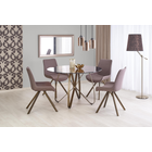 Kép 2/2 - EXKLUZÍV , ELEGÁNS KÖRASZTAL ÜVEGLAPPAL ,  ÍVES FÉM LÁBAKKAL  120 CM
