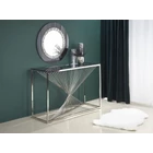 Kép 2/2 - EXKLUZÍV KONZOLASZTAL EZÜST SZÍNBEN ÜVEGLAPPAL120 CM
