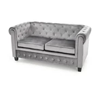 Kép 1/4 - SZÜRKE CHESTERFIELD STÍLUSÚ 2 SZEMÉLYES KANAPÉ