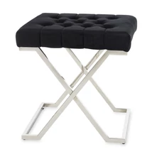 ELEGÁNS ÜLŐKE EZÜST LÁBBAL FEKETE BÁRSONY SZÖVETTEL 48 CM ELEGÁNS ÜLŐKE EZÜST LÁBBAL FEKETE BÁRSONY SZÖVETTEL 48 CM