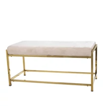 DIVATOS PAD ARANY SZÍNŰ EGYENES LÁBBAL , BÉZS SZÍNŰ SZÖVETTEL 97 CM