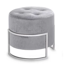 ELEGÁNS KÖR FORMÁJÚ LEÜLŐKE  SZÜRKE BÁRSONY SZÖVETTEL 47 CM