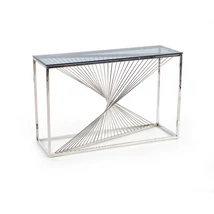 EXKLUZÍV KONZOLASZTAL EZÜST SZÍNBEN ÜVEGLAPPAL120 CM