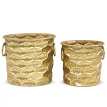 FÜLES FÉM VIRÁGTARTÓ KASPÓ SZETT ARANY SZÍNŰ