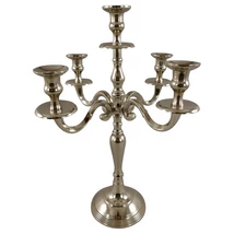 EXKLUZÍV EZÜST SZÍNŰ 5 ÁGÚ GYERTYATARTÓ 50 CM