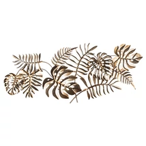 ARANY SZÍNŰ FÉM LEVELEKET ÁBRÁZOLÓ FÉM FALI DEKORÁCIÓ 93 CM