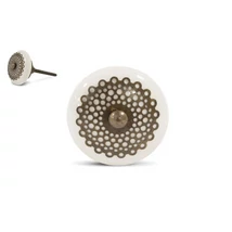 KERÁMIA BÚTORGOMB FEHÉR ARANY 