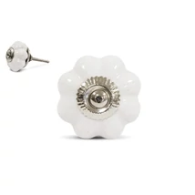 VIRÁG FORMÁJÚ KERÁMIA BÚTORGOMB DÍSZES EZÜST MINTÁVAL