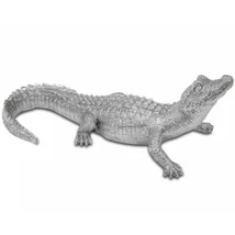 KROKODIL SZOBOR , FIGURA EZÜST SZÍNBEN 34 CM