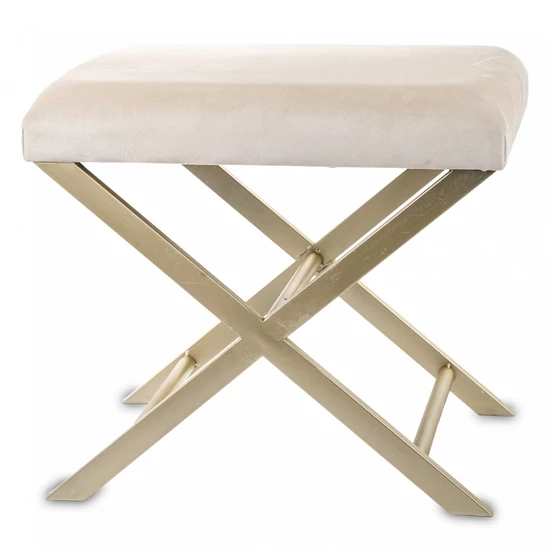 ELEGÁNS LEÜLŐKE ARANY LÁBBAL BÉZS BÁRSONY SZÖVETTEL 50 CM