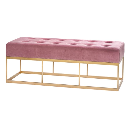 ELEGÁNS RÓZSASZÍN BÁRSONY PAD MATT ARANY LÁBBAL 134 CM