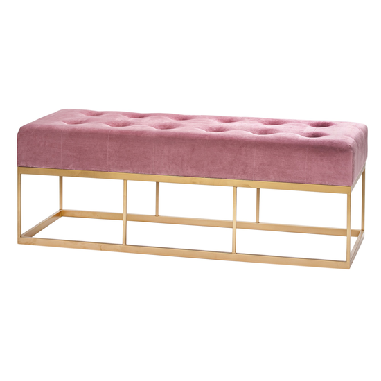 ELEGÁNS RÓZSASZÍN BÁRSONY PAD MATT ARANY LÁBBAL 134 CM
