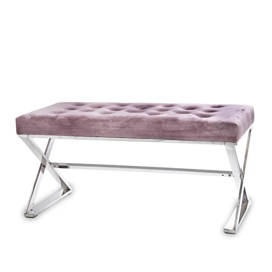 ELEGÁNS PAD EZÜST LÁBBAL , RÓZSASZÍN SZÖVETTEL 97 CM