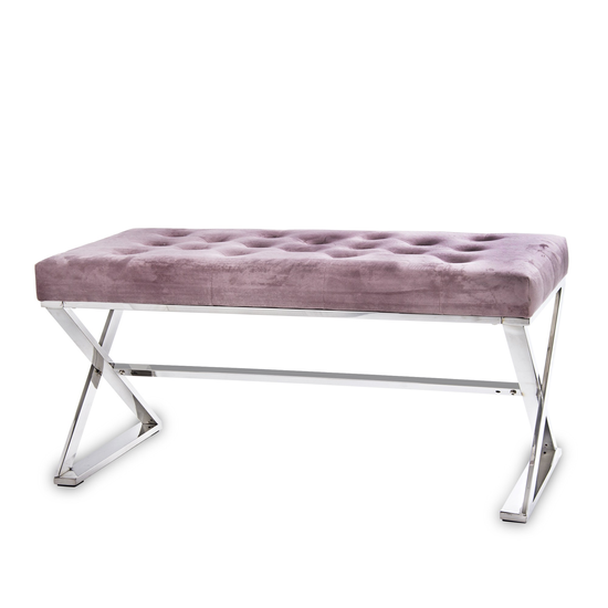 ELEGÁNS PAD EZÜST LÁBBAL , RÓZSASZÍN SZÖVETTEL 97 CM