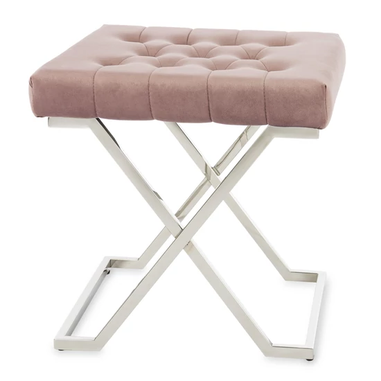 ELEGÁNS ÜLŐKE EZÜST LÁBBAL RÓZSASZÍN BÁRSONY SZÖVETTEL 48 CM