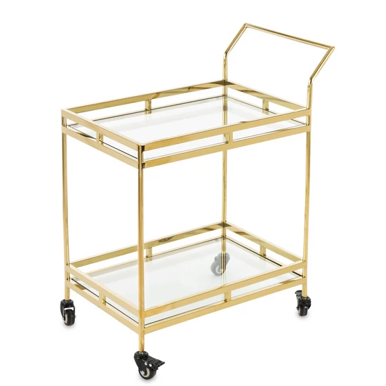 ARANY SZÍNŰ LETISZTULT MODERN DESIGN ZSÚRKOCSI ÜVEG LAPPAL