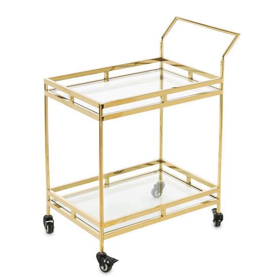 ARANY SZÍNŰ LETISZTULT MODERN DESIGN ZSÚRKOCSI ÜVEG LAPPAL