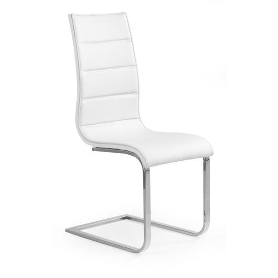 ELEGÁS MODERN STÍLUSÚ FÉMVÁZAS TÁRGYALÓSZÉK FEHÉR ÖKOBŐR KÁRPITOZÁSSAL
