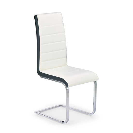 ELEGÁS MODERN STÍLUSÚ FÉMVÁZAS TÁRGYALÓSZÉK FEHÉR ÉS FEKETE ÖKOBŐR KÁRPITOZÁSSAL