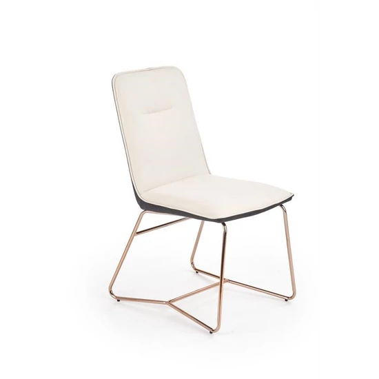 ELEGÁNS ROSE GOLD LÁBÚ ÖKOBŐR IRODAI SZÉK KRÉM ÉS SÖTÉTSZÜRKE SZÍNBEN