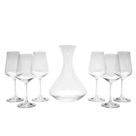 VÖRÖSBOROS KRISTÁLY POHÁR SZETT 1,5 L-ES DECANTERREL