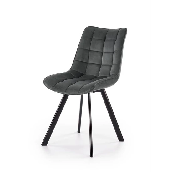 PUHA TEXTIL KÁRPITOZÁSÚ SZÜRKE SZÉK FEKETE FÉM DESIGN LÁBBAL
