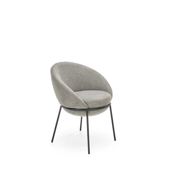EGYEDI DESIGN ÉTKEZŐSZÉK FÉM LÁBBAL SZÜRKE SZÖVET KÁRPITTAL 