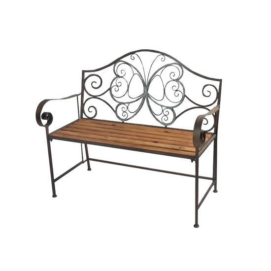 KLASSZIKUS FÉM  KERTI PAD FA ÜLŐFELÜLETTEL 108 CM