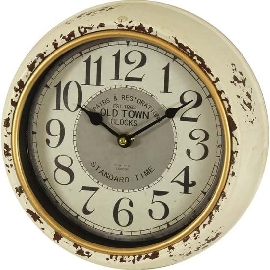 ANTIKOLT HATÁSÚ FALIÓRA " OLD TOWN " FELÍRATTAL 24,5 CM