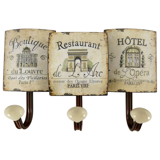 FÉM FALI FOGAS 3  AKASZTÓVAL BOUTIQUE , RESTAURANT , HOTEL FELIRATTAL