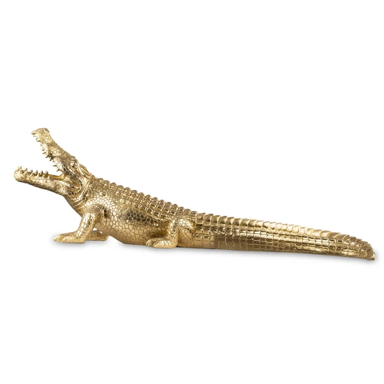 ARANY SZÍNŰ KROKODIL SZOBOR DEKORÁCIÓ 93 CM