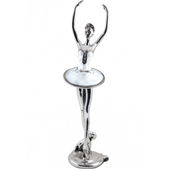 BALERINA SZOBOR EZÜST SZÍNŰ 37 CM MAGAS