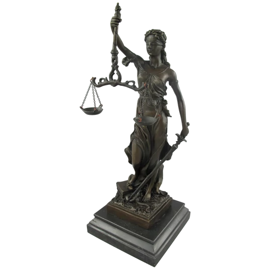 PATINÁS JUSTITIA BRONZ SZOBOR  35 CM