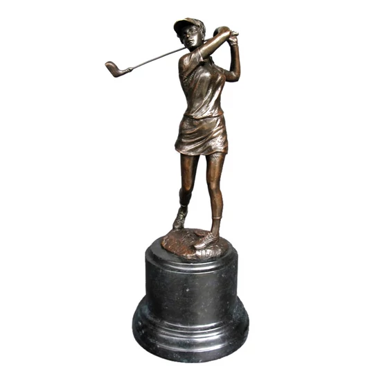 BRONZ GOLFOZÓ HÖLGY SZOBOR